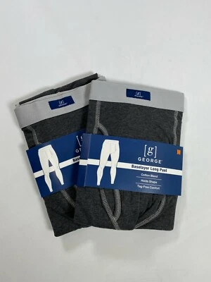 Mens George Charcoal Heather Cotton Blend Baselayer Long Pant 2 Pair Medium M - Image 1 of 3