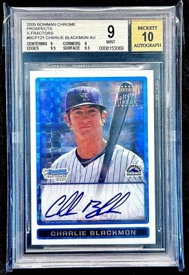 Charlie Blackmon 2009 Bowman Chrome Prospect X Factor/250 automático BGS 9 Foto 1 de 2