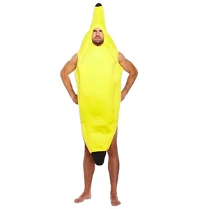 ADULT BANANA Fancy Dress Costume Hen Stag Party Outfit Halloween Fruit Yellow UK - Picture 1 of 3