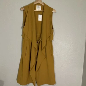 Cardigan Elodie Longline Duster taglia L spezie aperto davanti cascata drappeggio tasche - Foto 1 di 13