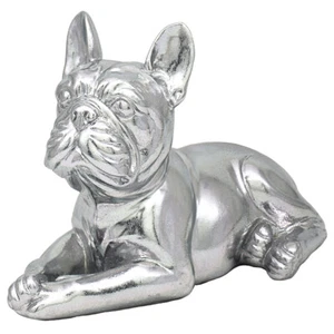 French Bulldog Statue Silver Colour Lying Dog by The Leonardo Collection LP47693 - Picture 1 of 1