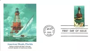 #2473 EAST COAST LIGHTHOUSES, AMERICAN SHOALS FLORIDA FIRST DAY OF ISSUE - Picture 1 of 1