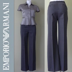 EMPORIO ARMANI (Made in ITALY) 100% Wool Pinstripe High rise Trousers Size 40 - Picture 1 of 18