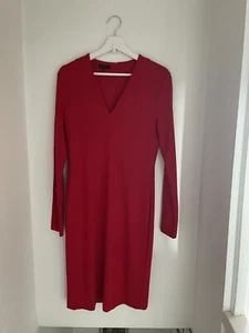 ESCADA 'Dzanna' Lacquer Red Sz 38 Uk 12 Long-Sleeve Sheath Dress Worn Once $928 - Picture 1 of 7