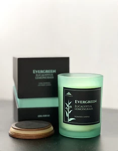 EVERGREEN Eucalyptus Lemongrass Scented Candle – 8.81oz Soy Wax | Gift Boxed - Picture 1 of 3