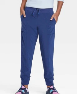 Girls’ Mid-Rise Lined Stretch Woven Jogger Pants Dark Blue All In Motion XS S - Picture 1 of 6