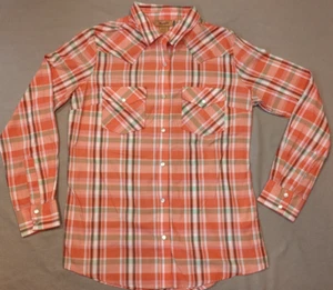 Camisa Wrangler Para Hombre Mediana Naranja Perla Snap Western Plaid - Imagen 1 de 7