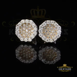 Orecchini uomo/donna in argento giallo 925 0,66 ct VVS 'D' moissanite ottagonale - Foto 1 di 12