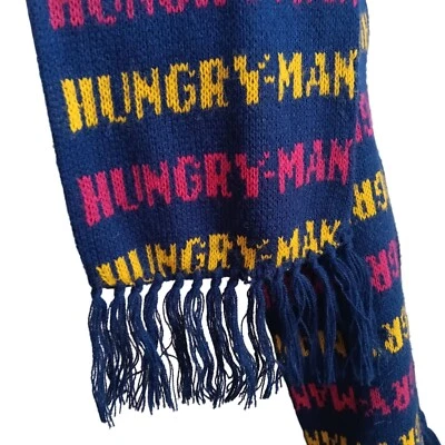 Vintage 80's Scarf Hungry-Man T.V. Dinner Advertising Logo Knit Fringe 50" 50x8 - Image 1 of 4