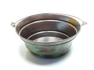 15" Round Aged Copper Vessel BUCKET Bathroom Sink Green Patina Distressed Exteri - Picture 1 of 10