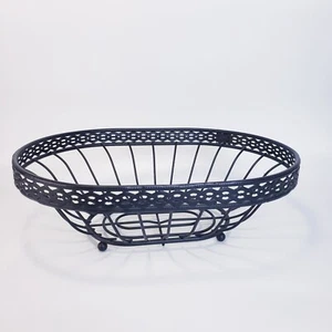 Iron Fruit Bowl Buffet Metal Black Basket Holder 14x10 - Picture 1 of 5