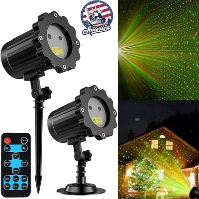 Christmas Laser R&G LED Projector Light Moving Outdoor Landscape Stage Xmas Lamp - Image 1 of 4