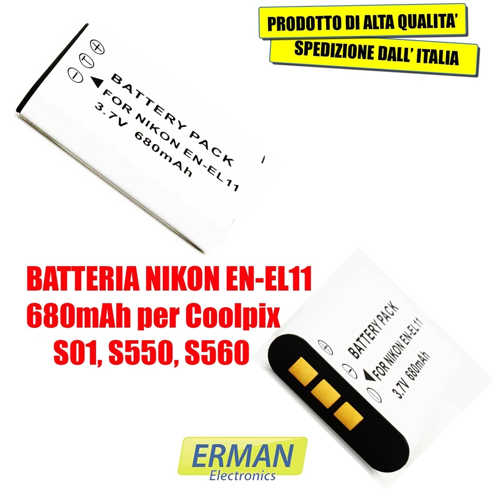 ITAL CELL BATTERIA NIKON EN-EL11 680mAh PER Coolpix S01, S550, S560