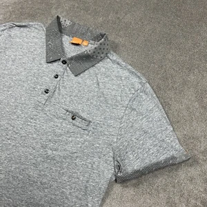 Hugo Boss Polo Shirt Mens XL Heathered Gray Lightweight Contrast Cotton - Bild 1 von 10