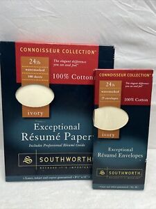 Southworth Resume Paper & Envelope Ivory 24 lb Watermark Connoisseur Collection