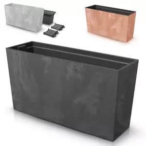 Blumenkasten Blumenkübel Blumentopf Beton Pflanzkasten mit Einsatz H 41cm Ablauf - Bild 1 von 4