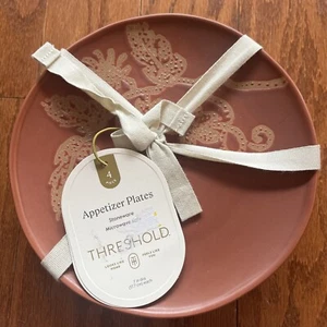Threshold Fall Thanksgiving Floral Stoneware Appetizer Dessert Plates Set Of 4 - Picture 1 of 6