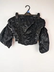 Boohoo Ladies Size 18 Black Ruched Front Balloon Sleeve Corset Top New - Picture 1 of 9