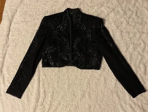 Vintage Iridescent Sequin Long Sleeve Women’s Silk Top - Size M - Picture 1 of 6