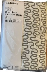 Neu IKEA Krakris Twin Bettbezug + Kissenbezug weiß grau Kringelmuster - Bild 1 von 4