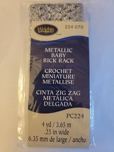 WRIGHTS WRI117-224.70 WRI117-224 70 BABY RICK RACK METALLIC SILVER - Picture 1 of 2