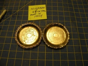 2 Pcs Small Silver Plated EP on Steel Trinket Tray Dish Ash Tray MADE IN ITALY - Picture 1 of 4