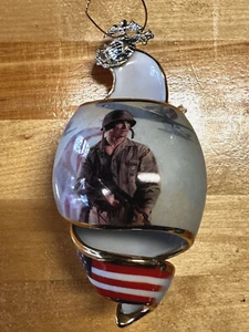 Bradford US Marines Faithful To Eagle Flag Christmas Tree Gold Trim Ornaments - Picture 1 of 6