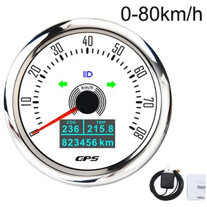 Waterproof 85MM GPS Speedometer 0-80km/h 7 Color Backlight For Motorcycle Marine - Picture 1 of 4