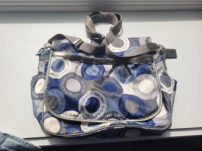 Coach Signature Snaphead Blue Multifunction Diaper Baby Messenger Bag - Image 1 of 4
