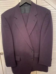 AQUASCUTUM MEN'S NAVY 2 PIECE PURE WOOL SUIT UK 44 S/ 27.5" I.L. FAB CONDITION - Picture 1 of 14