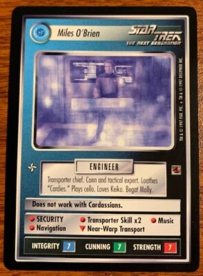 1997 Decipher Star Trek Fajo Collection Miles O'Brien Free Shipping - Image 1 of 2