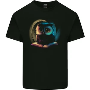 Owl Reading a Book Bookworm Reader Mens Cotton T-Shirt Tee Top - Picture 1 of 3