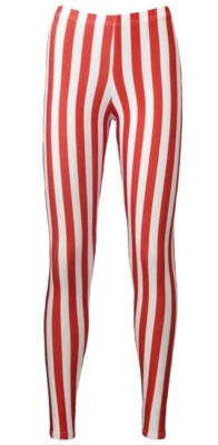 Rouge & Blanc Vertical Rayures Sucre D'Orge Leggings Imprimé Fantaisie Halloween - Photo 1/3