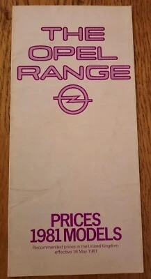 1981 OPEL UK car sales brochure price list Kadett Ascona Manta Monza Senator etc - Image 1 of 3