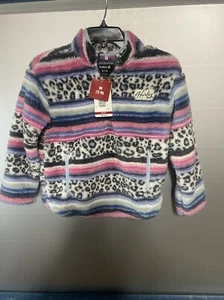 New Hurley size 7/8 Kids Quarter zip front sherpa sweatshirt. Marshmellow Pink - Picture 1 of 3