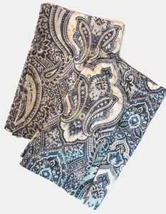 Royal Velvet Blue Paisley Box Pleated Pole Top  Valance 48 x 18 - Picture 1 of 5