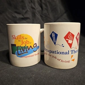 VTG 90s Occupational Therapy Coffee Mugs - 2 Pack - 11 oz Ceramic Cups - Picture 1 of 11