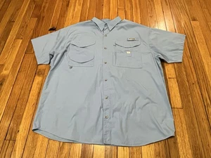 Camicia Columbia PFG blu chiaro cotone ventilato manica corta uomo XXL - Foto 1 di 12