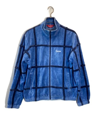 SUPREME Grid Taping Velour Jacket Size: M Blue Men - Image 1 of 4