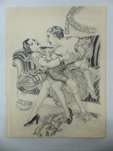Erotische Tuschezeichnung wohl Gerhard Windisch Alphonse Friaux Milewsky - Picture 1 of 2