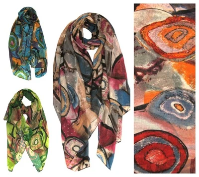 Ladies Girls Colourful Painting Art Pattern Scarf New Soft & Classic Neck Scarf - Image 1 of 2