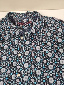 Robert Graham Floral Shirt Flip Cuff Blue Circles Spheres Men's 4XL - Picture 1 of 11