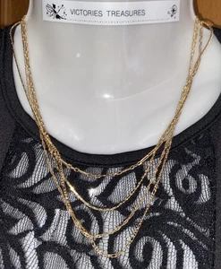 Sterling Forever 4 Layer Chain Necklace 925 - Picture 1 of 5