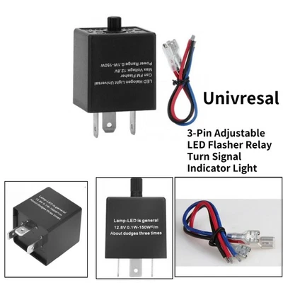 Flasher Relay 12V Universal Motorcycle 3~Pin Turn Signal Indicator LED  Black - Image 1 of 4