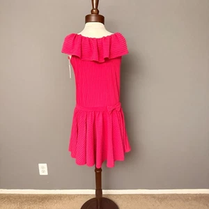 Tadashi Shoji Kids NWT Girls Pink Pleated Dress Sz 12 Bow Detail - Picture 1 of 6