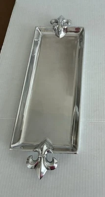 "Bandeja oblonga Arthur Court 21"" lirio francés con asas de flor de lis" Foto 1 de 3