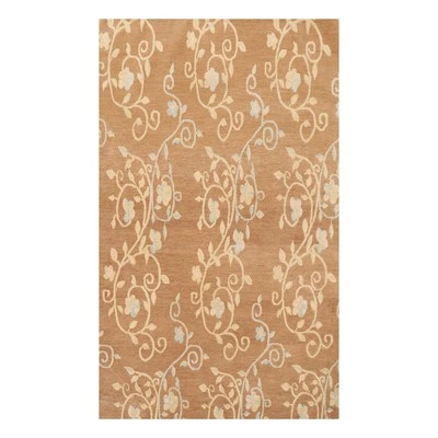 Caramel Tibetan 100% Wool Scrolls 3'11'' x 5'11'' Hand Knotted Oriental Area Rug - Image 1 of 4