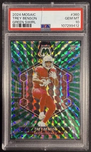 2024 Panini Mosaic Trey Benson Green Swirl Rookie Prizm /13 #360 PSA 10 *READ* - Picture 1 of 3