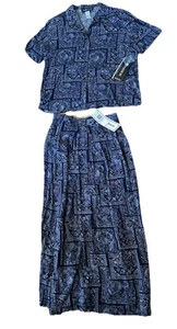 Sag Harbor Blouse Skirt Set Women's Size M Navy Challis Design Beach Boho NWT - Picture 1 of 4