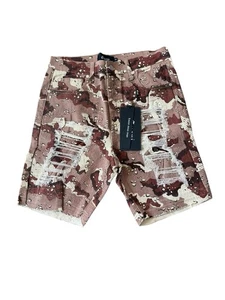 Guapi Shorts Brown Camo Distressed Biker Urban Streetwear Size 32 (G16) - Picture 1 of 5